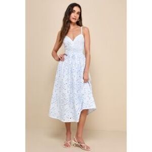 Lulu's White and Blue Floral Dress